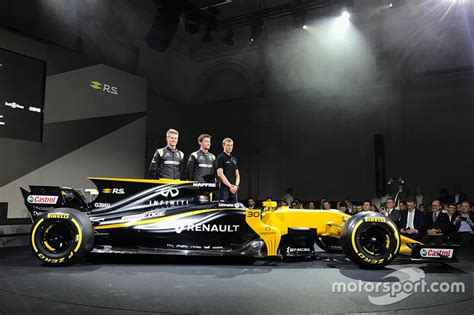 Renault Sport F1 Team drivers Nico Hulkenberg, Jolyon Palmer, third driver Sergey Sirotkin with ...