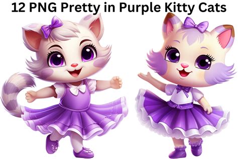 12 PNG Pretty in Purple Kitty Cats Graphic by Imagination Station ...