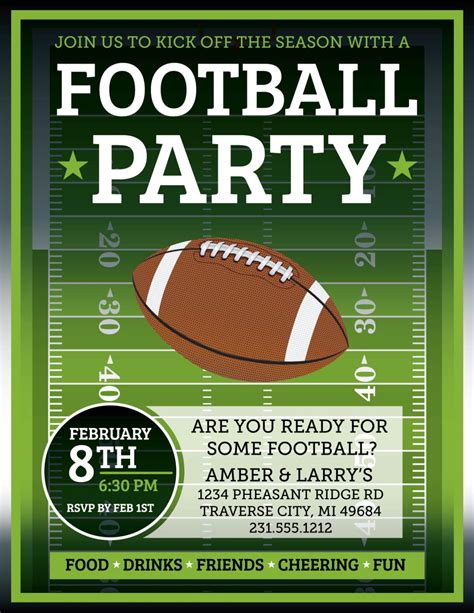 Football Invitation • Superbowl • Tailgate Party Invitations • Football Birthday Invites on Luulla