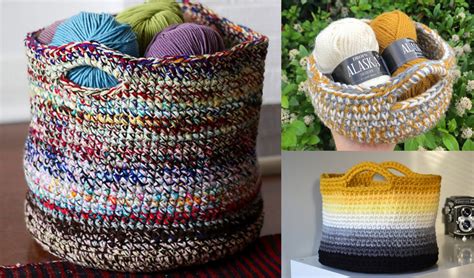 4 Scrap Yarn Basket Free Crochet Patterns - Your Crochet