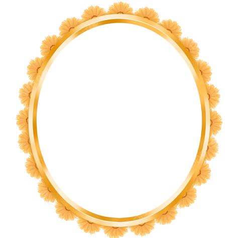 Oval Gold Frame PNG Transparent, Gold Frame Oval Yellow Flowers Wedding, Gold Oval Yellow ...