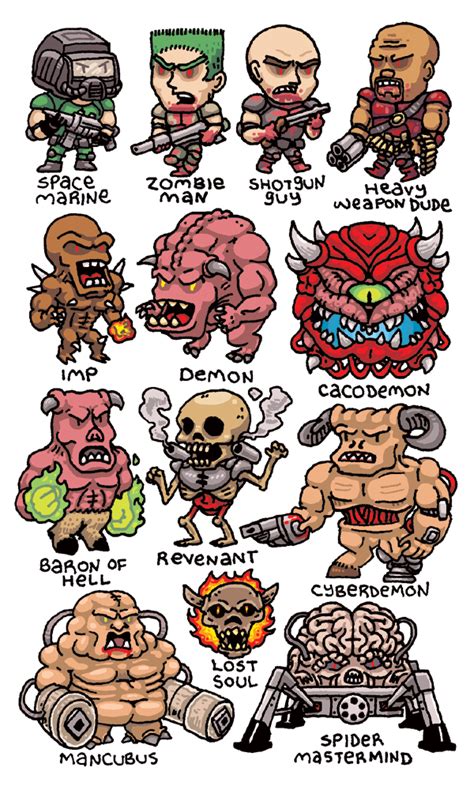 Chibi Doom Characters | Doom | Doom demons, Doom, Doom videogame