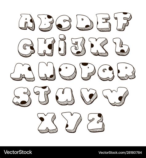 Doodle font family comic alphabet fat Royalty Free Vector