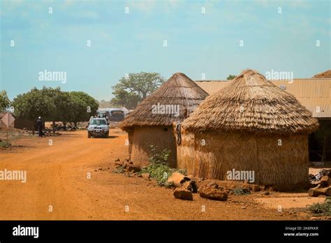 Traditional African Buildings made from Clay and Straw in Ghana village, West Africa Stock Photo ...