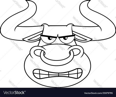 Outlined bull face cartoon character Royalty Free Vector