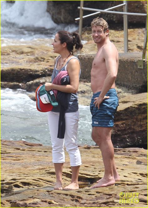 Full Sized Photo of simon baker shirtless beach day with the family 13 | Photo 3012328 | Just Jared