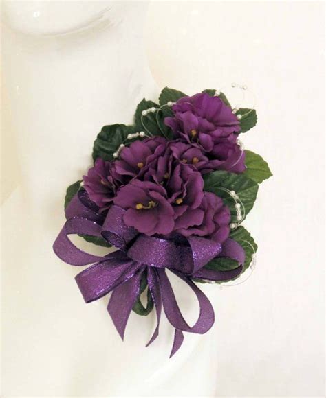 African Violet Corsage, Faux Flower Corsage, Shoulder Corsage, Fancy ...