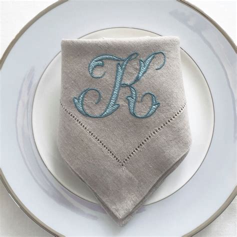 Monogram Embroidered Cloth Napkins Fancy Chevron Letter. Table - Etsy