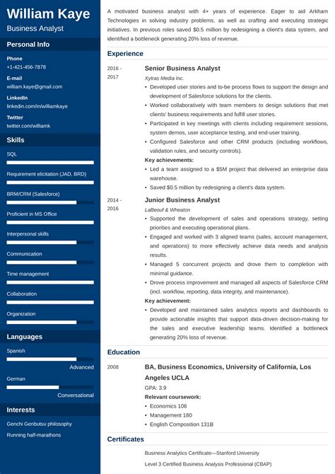 Business Analyst Resume Sample for 2024 (+ Skills)