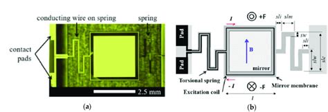 (a) Microscope image of a MEMS magnetic field sensor with optical... | Download Scientific Diagram