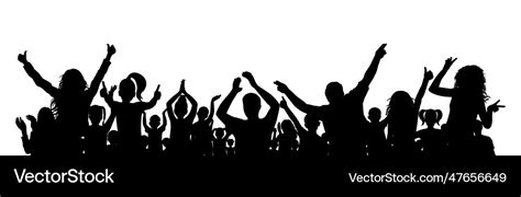 Happy crowd of people silhouette cheerful adults Vector Image