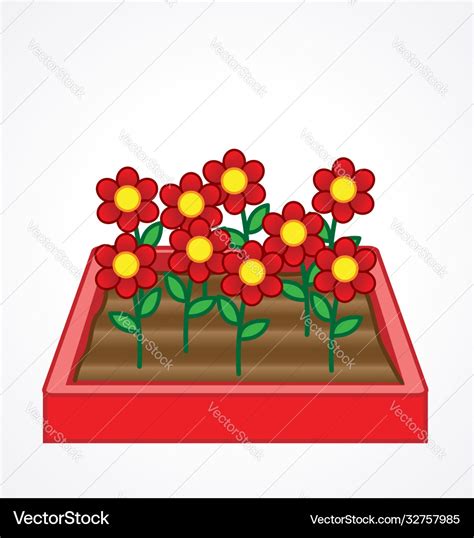 Simple cartoon flower garden bed Royalty Free Vector Image