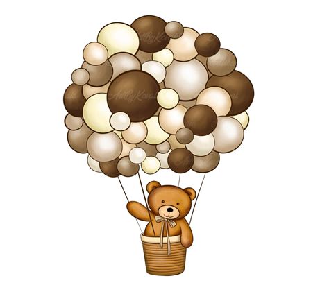 Teddy Bear Clipart, PNG, Baby Shower, Air Balloon PNG, Digital Download - Etsy