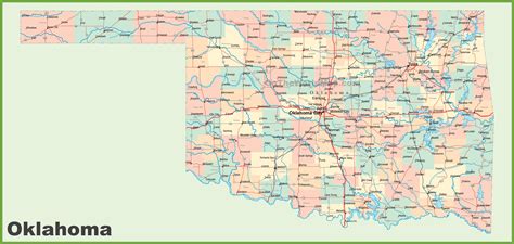 Oklahoma Map Of Counties And Cities - Time Zones Map