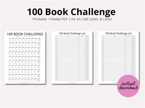 100 Book Challenge, Reading Tracker, Reading Challenge, 100 Book ...