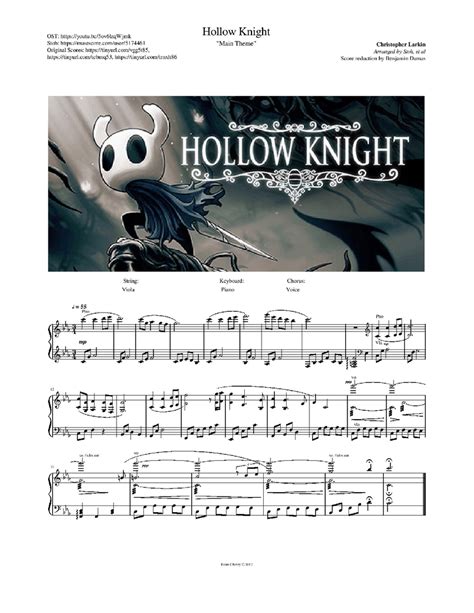 Hollow Knight - Main Theme (Ensemble Cover - Condensed score) - piano ...