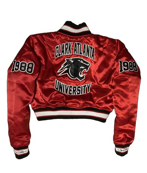 Women's Burgundy 1988 Cropped Clark Atlanta University Jacket - Jackets Expert