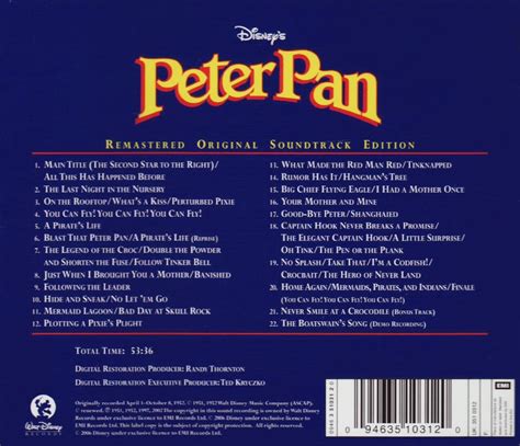 Film Music Site - Peter Pan Soundtrack (Oliver Wallace) - Walt Disney Records (2006) - Original ...