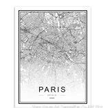 World Map Paris London York Poster Nordic Style Black And White Living ...