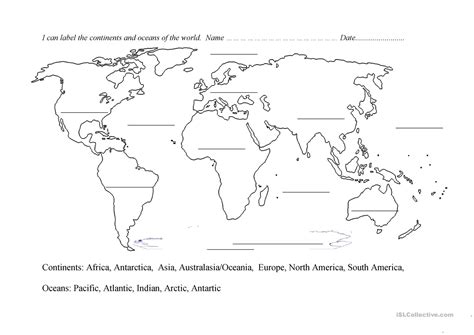 7 Continents Cut Outs Printables | World Map Printable | World Map | Continents Worksheet ...