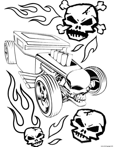 Hot Wheels Skulls Coloring page Printable