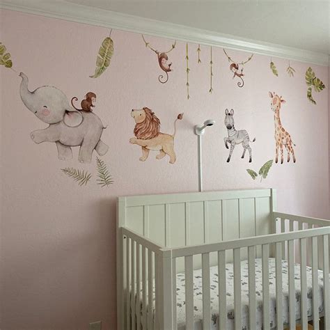 Reusable Fabric Wall Decal SAFARI ANIMALS Nursery Wall - Etsy | Nursery ...