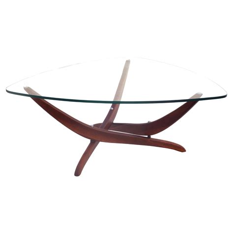 Forest Wilson Mid-Century Modern Wood and Glass Top Sculptural Coffee Table For Sale at 1stDibs