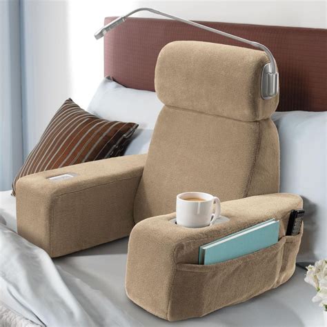 Massaging Bed Rest Sit Up Pillow with Arms at Brookstone | Bed rest ...