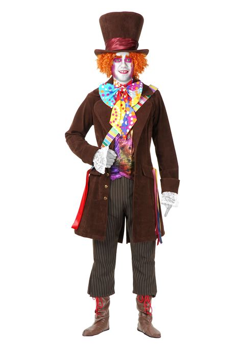 Men's Deluxe Mad Hatter Costume W/ Vest, Jacket, & Bow Tie