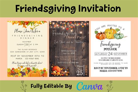 Friendsgiving Invitations Canva Template Grafik Von Adalin Digital · Creative Fabrica