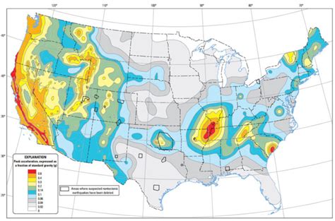 Map Of Earthquake Probabilities Across The United States American ...