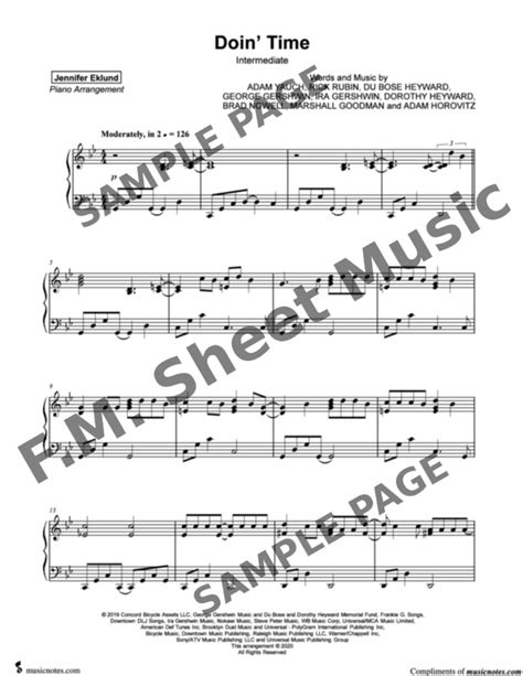 Doin' Time (Intermediate Lyrical Piano) By Sublime - F.M. Sheet Music - Pop Arrangements by ...