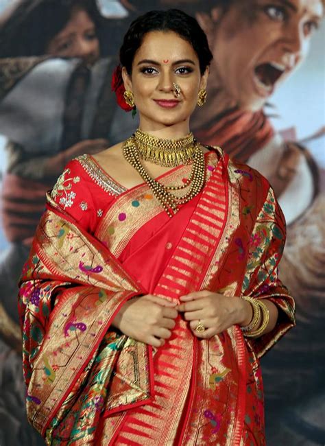 Kangana Ranaut In Traditional Red Saree At trailer launch of film Manikarnika - Glamorous Indian ...