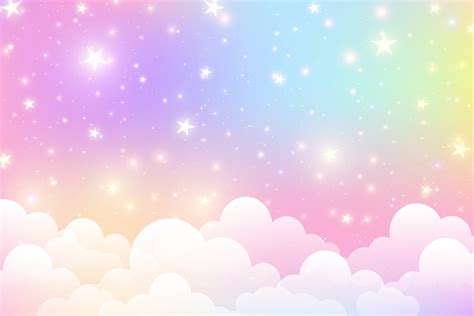 Cloudy sky background. Unicorn fantasy pastel galaxy. Rainbow cute wallpaper. Fluffy magic pink ...