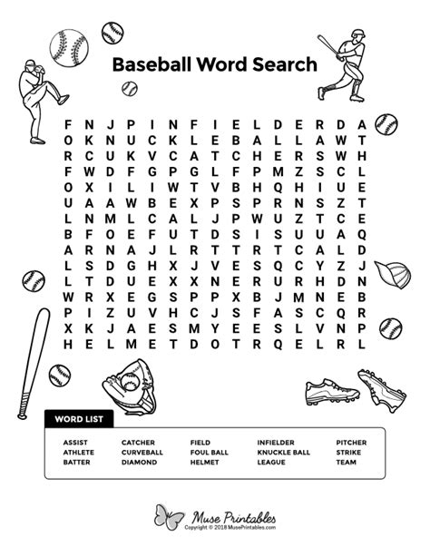 Printable Baseball Word Search