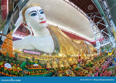 Chauk Htat Gyi Reclining Buddha, Myanmar Stock Image - Image of peaceful, monument: 61109173