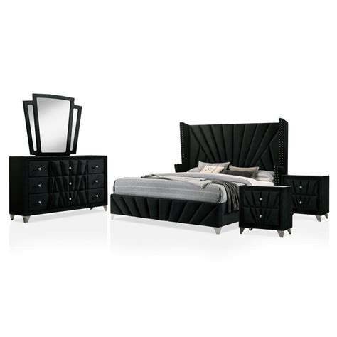 Furniture of America Leventina 5-Piece Black Queen Bedroom Set ...