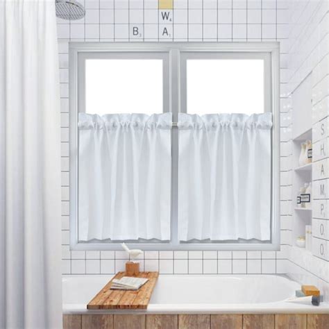 Waffle Kitchen Tier Curtains Short Length Water Repellent Rod Pocket Half Window Covering ...