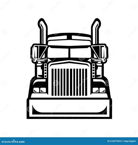 Semi Truck 18 Wheeler Trucker Front View Vector Isolated Stock ...