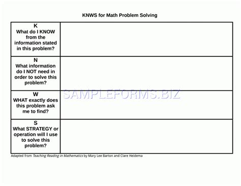 Preview Pdf Kwl Chart For Math Problem Solving, 1 Within Kwl Chart Template Word Document ...