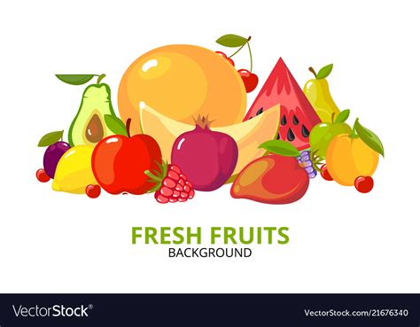 Cartoon fruits background colorful healthy food Vector Image