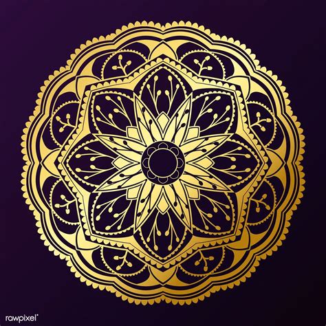 Geometrical gold mandala pattern on purple background | free image by rawpixel.com / Niwat ...