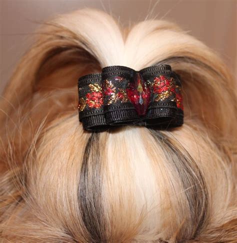 Shih Tzu Dog hair bow 7/8 shih tzu yorkie maltese red | Etsy