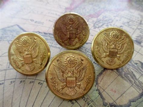 4 brass Waterbury Scovill Mfg Co gold buttons military