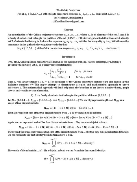 The Collatz Conjecture PDF | PDF | Abstract Algebra | Algebra