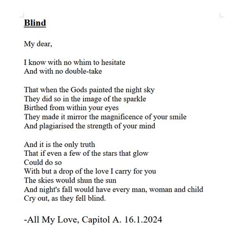 Blind — Poem - Capitol A - Medium