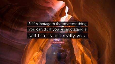 Armand DiMele Quote: “Self-sabotage is the smartest thing you can do if ...