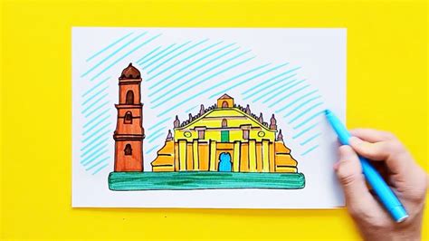 How to draw Paoay Church, Philippines - YouTube