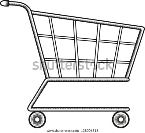 Line Drawing Shopping Cart Vector Illustration Stock Vector (Royalty Free) 138006818