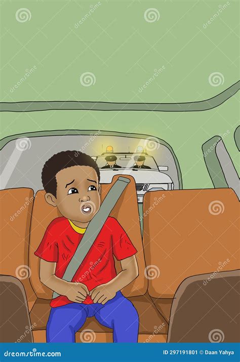 A Boy Sitting Inside the Car Cartoon Illustration Stock Illustration ...